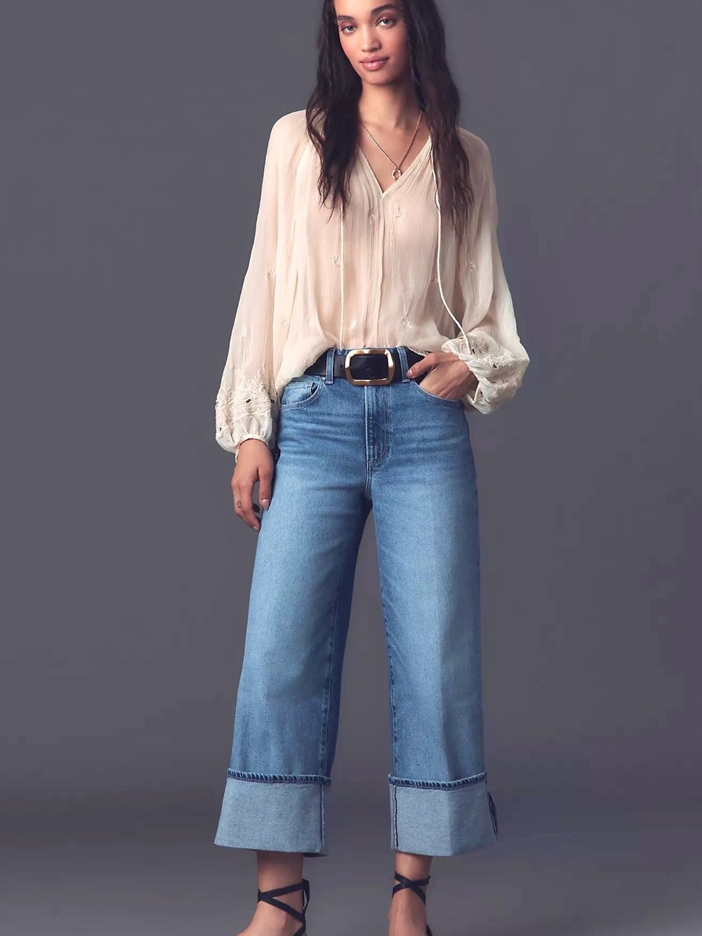 PAIGE Sasha Ankle Cuffed Wide Leg Walk of Fame Size 26